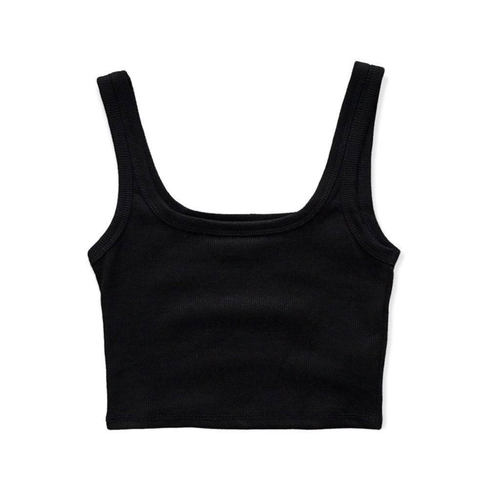 Solid Black Cropped Tank Top - image 5